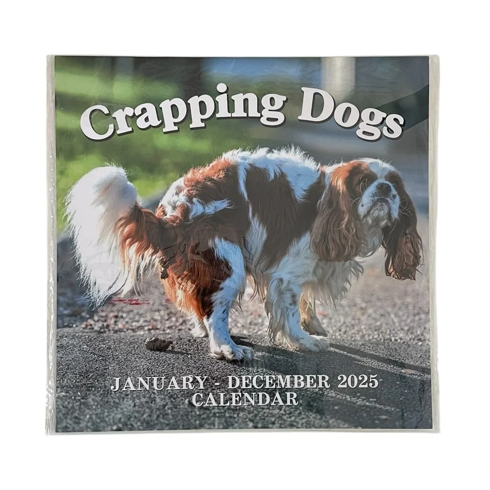 Crapping Dogs 2025 Large Monthly Calendar Humorous Gag Gift